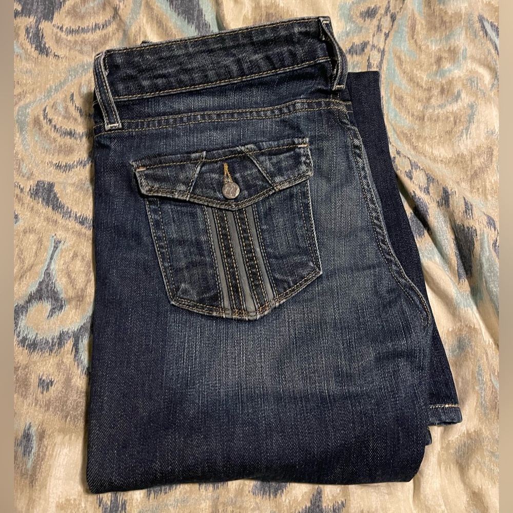 PAIGE Blue Flare Wide Leg Jeans